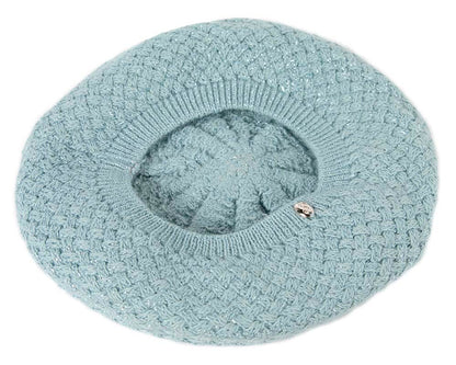 Crocheted wool sea blue beret by Max Alexander