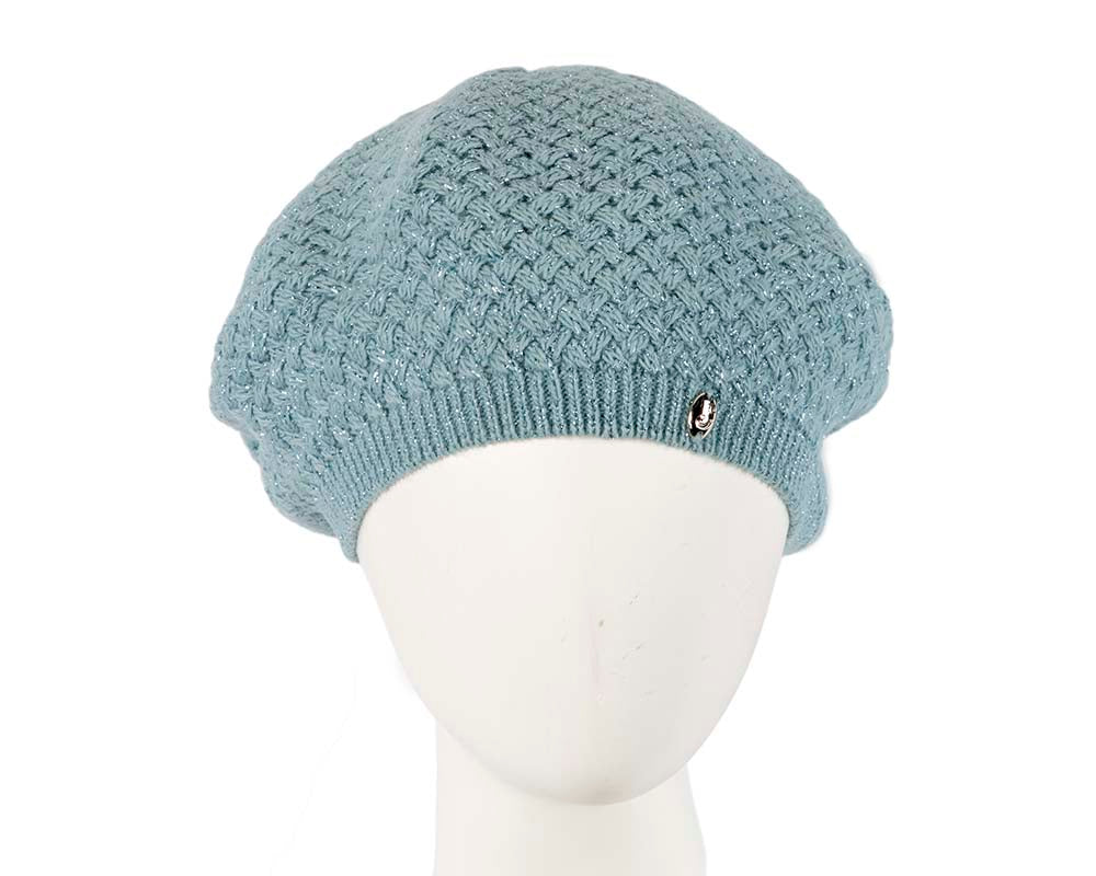 Crocheted wool sea blue beret by Max Alexander