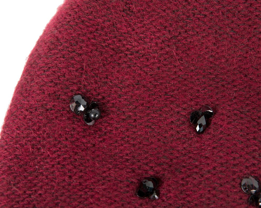 Warm European made woven burgundy beanie-2