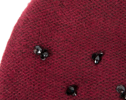 Warm European made woven burgundy beanie-2