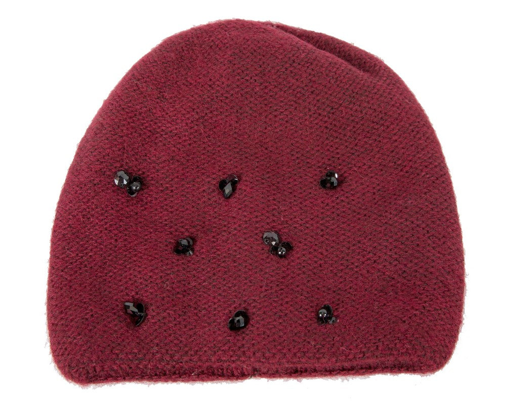 Warm European made woven burgundy beanie-1