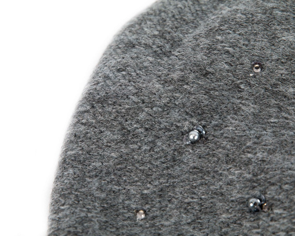 Warm European made woven dark grey beanie-2
