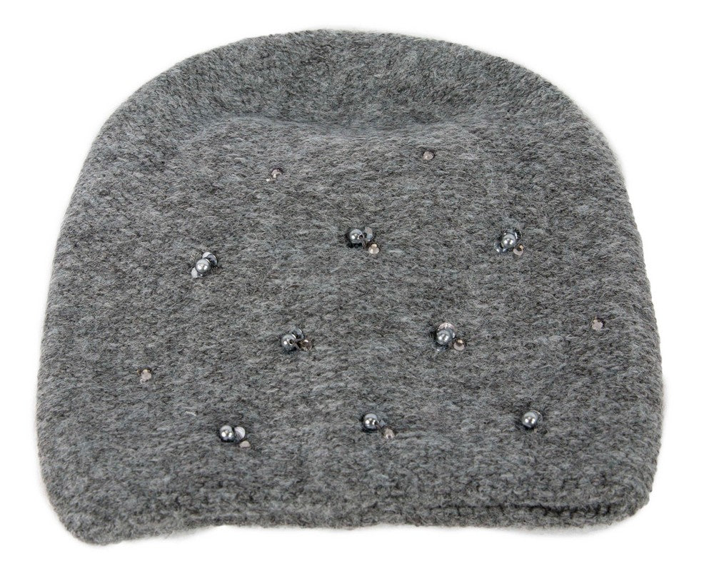 Warm European made woven dark grey beanie-1