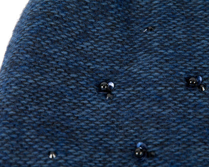 Warm European made woven navy beanie-2