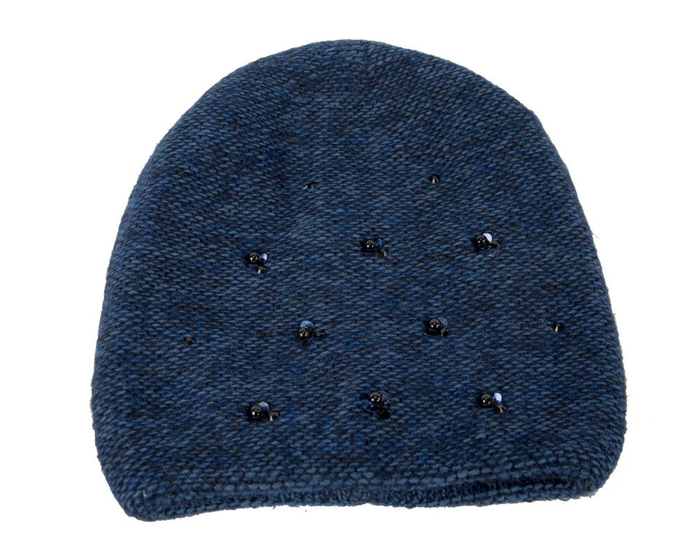 Warm European made woven navy beanie-1