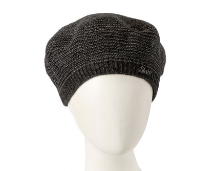Classic crocheted dark grey beret by Max Alexander-0