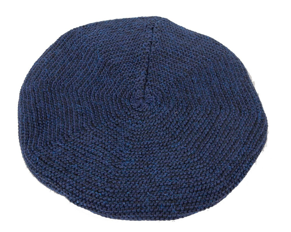 Classic crocheted navy beret by Max Alexander