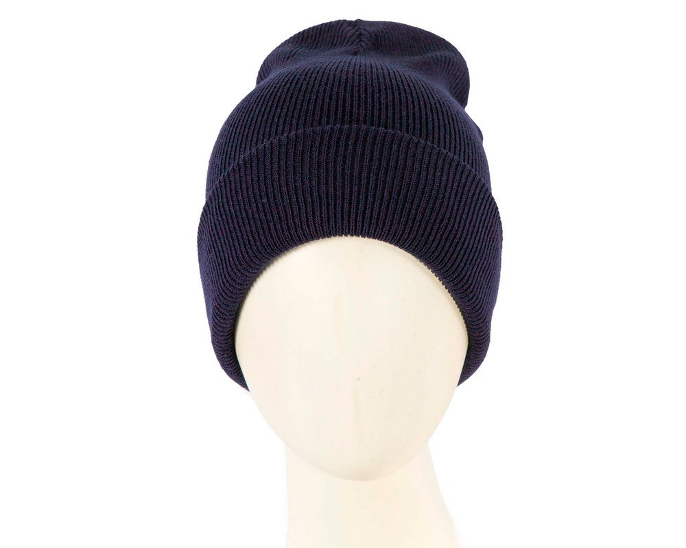 Warm European made navy beanie-0
