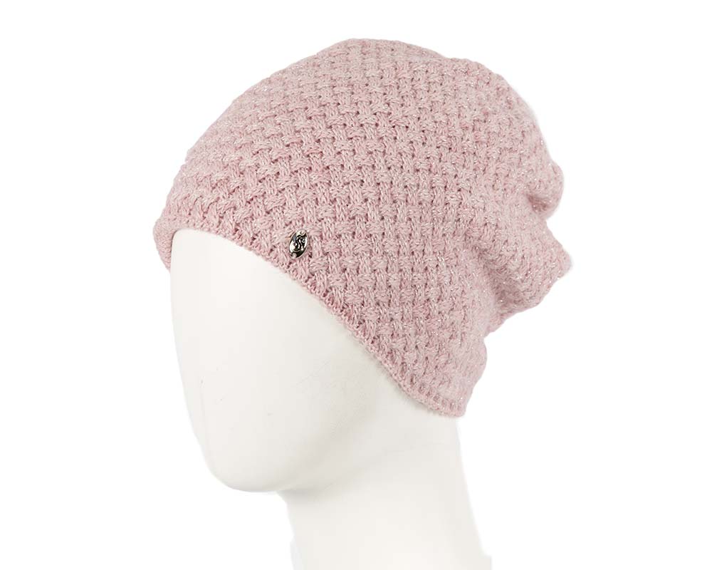 European made crocheted dusty pink beanie