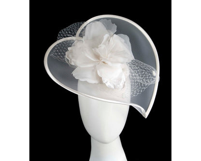 White custom made fascinator hat-0