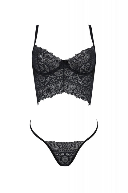 Longline Lace Bustier String Panty Set Passion Kerria-2