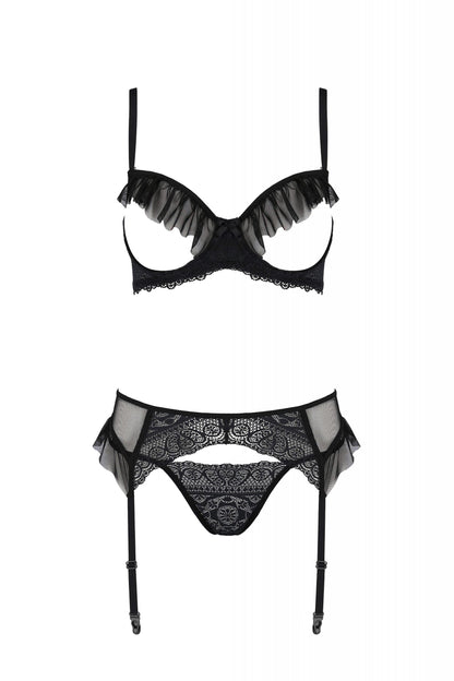 Sexy Open Cup Bra Garter Belt String Set Passion Kerria-2