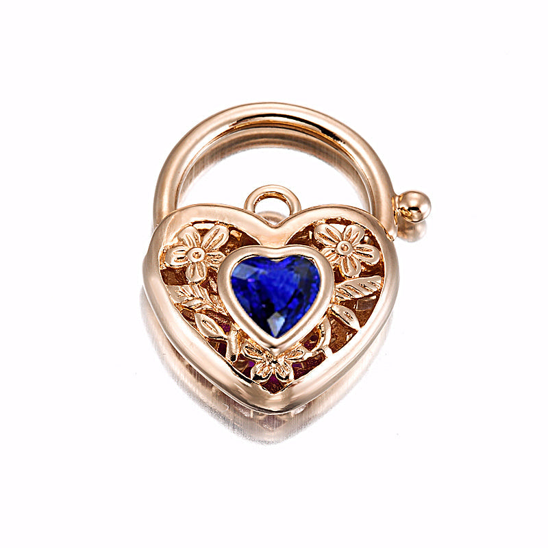 18ct Heavy Rose Gold Plated Dark Blue Filigree Heart Locket - USA Made-1