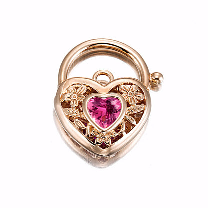 18ct Heavy Rose Gold Plated Pink Filigree Heart Locket - USA Made-1