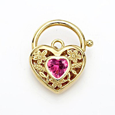 18ct Heavy Yellow Gold Plated Pink Filigree Heart Locket - USA Made-3