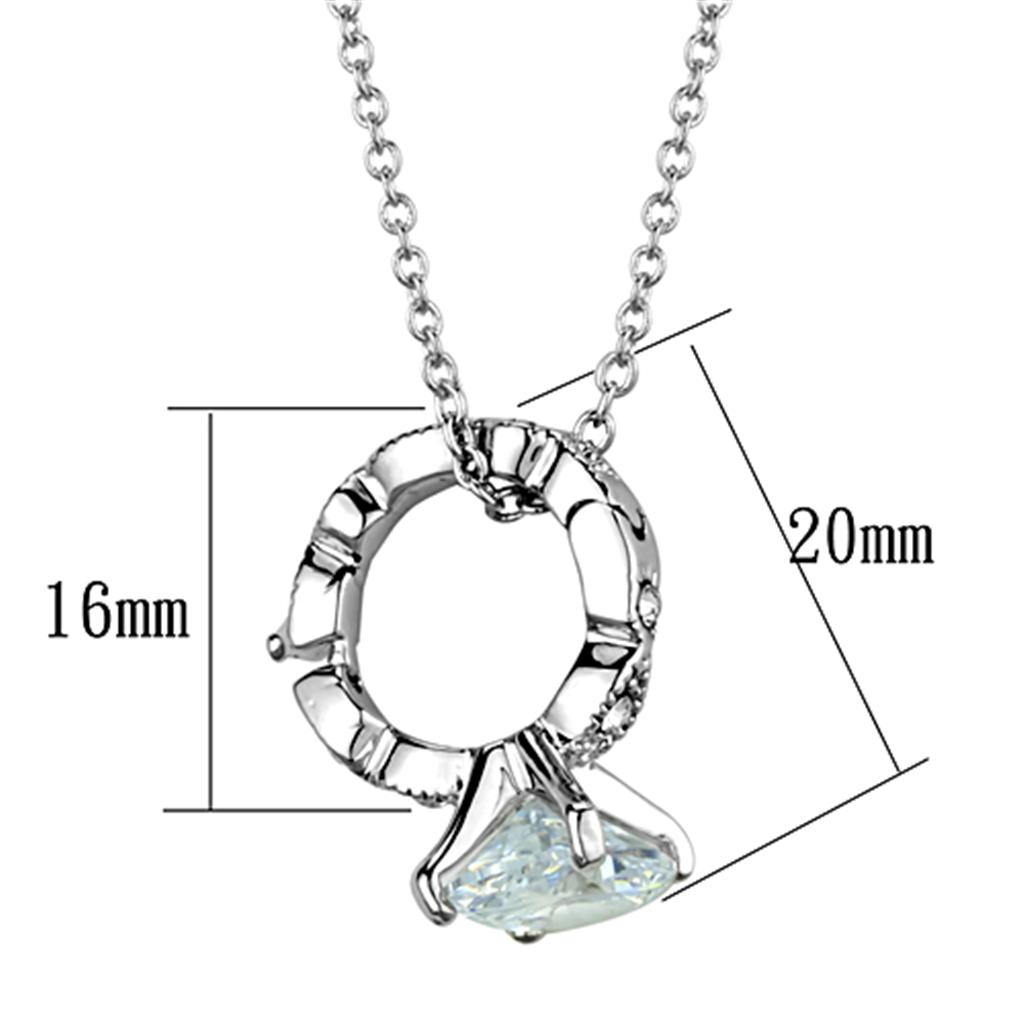 LO3494 - Rhodium Brass Pendant with AAA Grade CZ in Clear