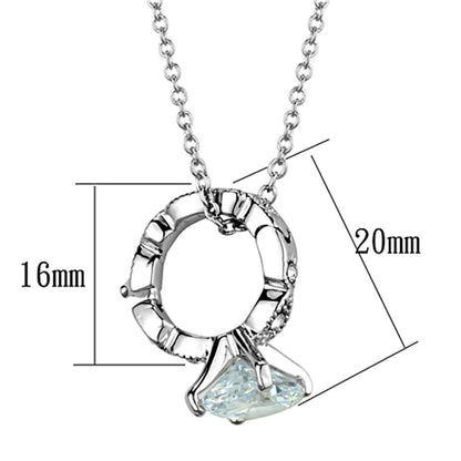 LO3494 - Rhodium Brass Pendant with AAA Grade CZ in Clear
