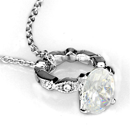 LO3494 - Rhodium Brass Pendant with AAA Grade CZ in Clear