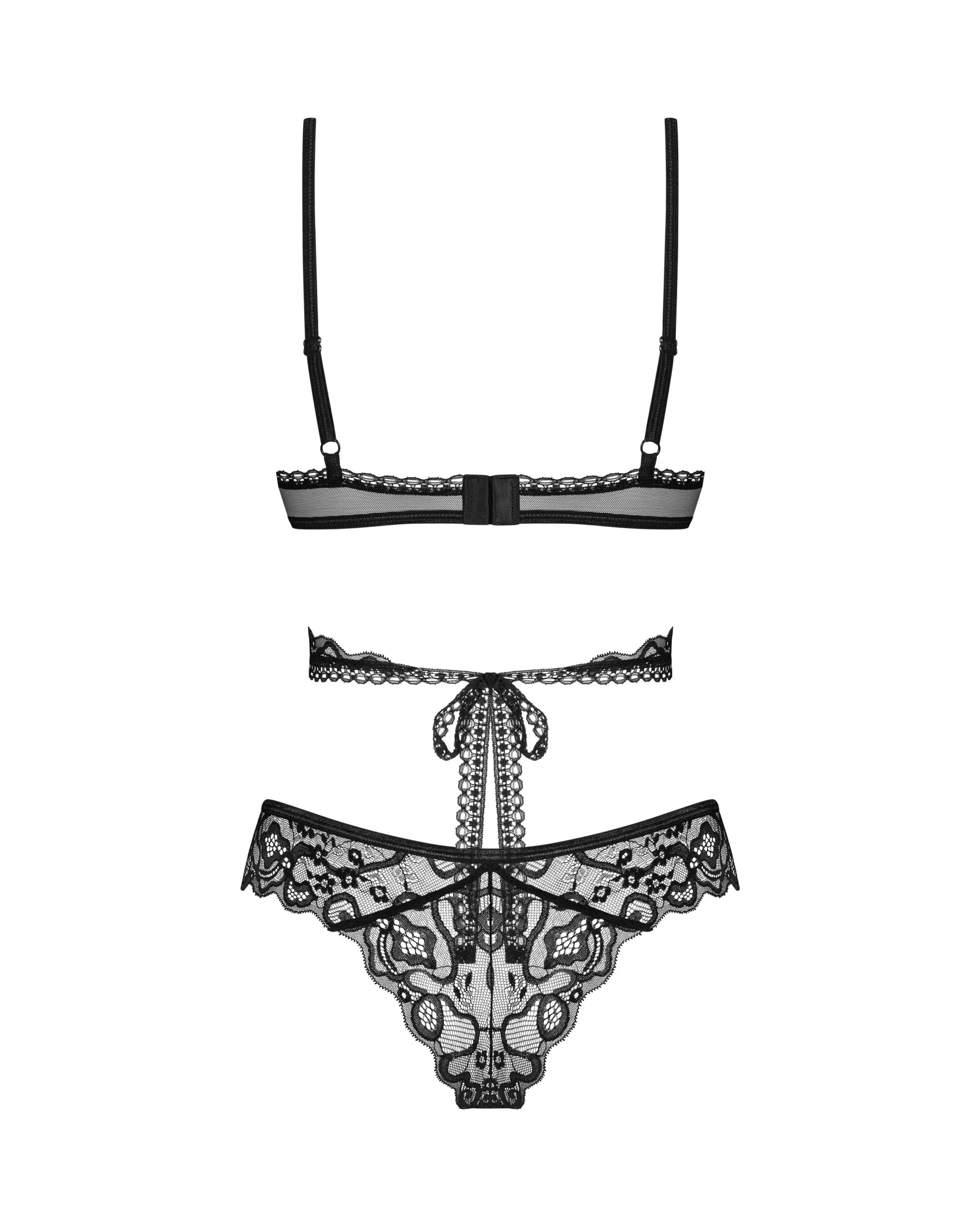 Soft Lace Bra & Sheer Thong Set Obsessive Blomentis-4