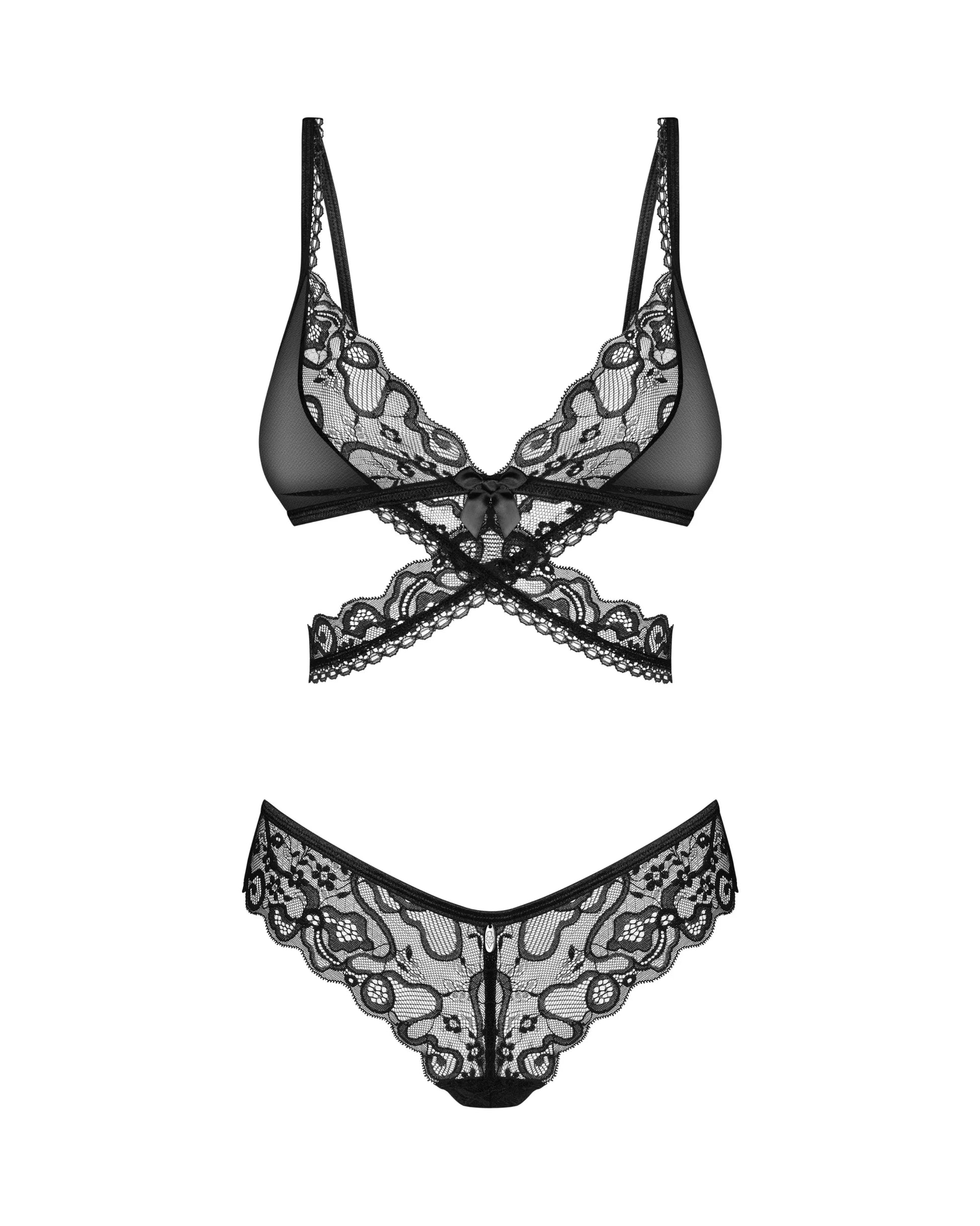 Soft Lace Bra & Sheer Thong Set Obsessive Blomentis-3