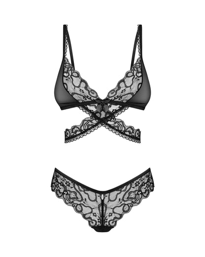 Soft Lace Bra & Sheer Thong Set Obsessive Blomentis-3