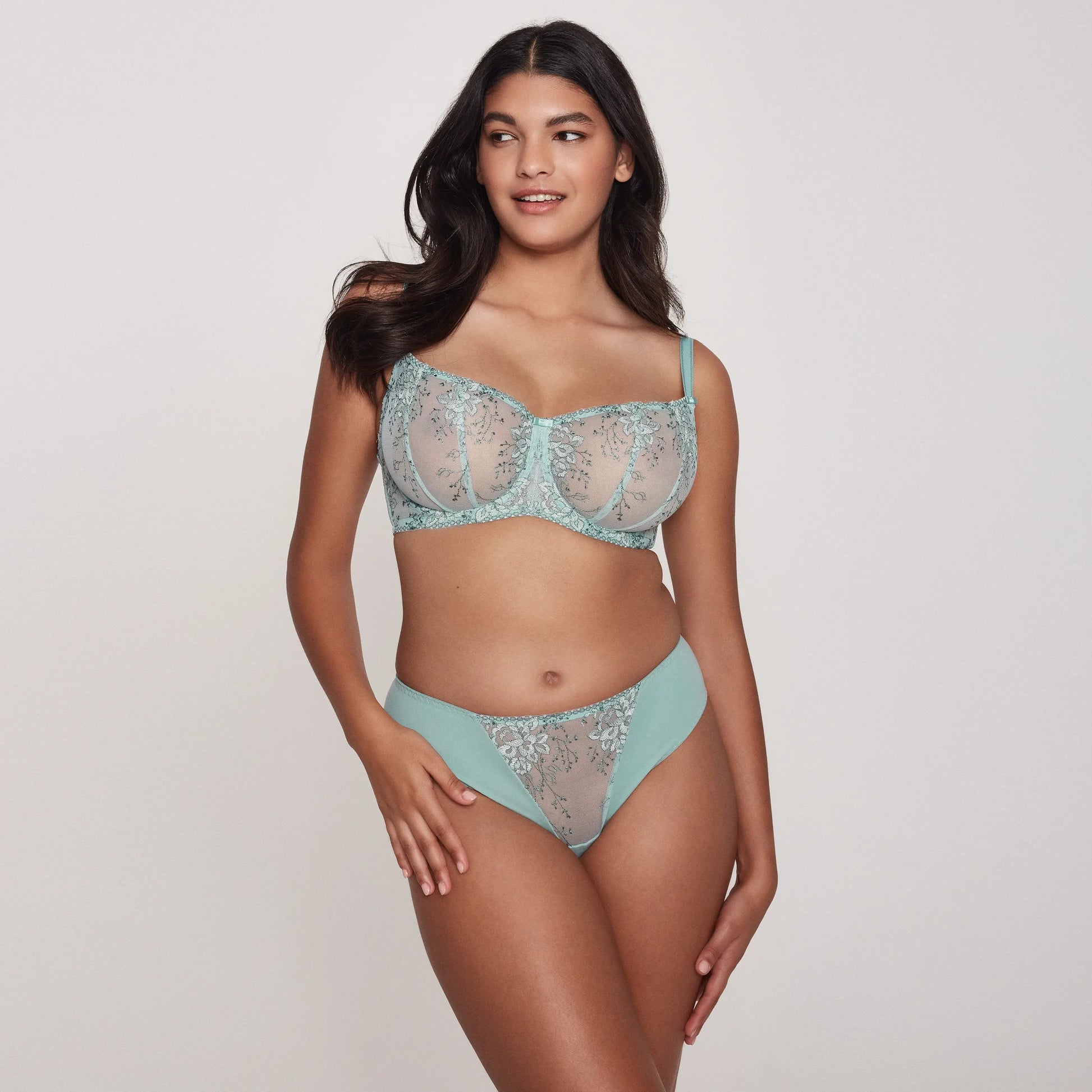 Sheer Embroidery Balconette Bra Laurel-2
