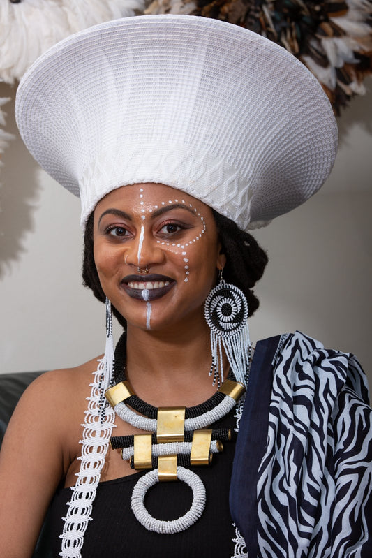 Zulu Wide Basket Hat - White | Handmade in South Africa-0