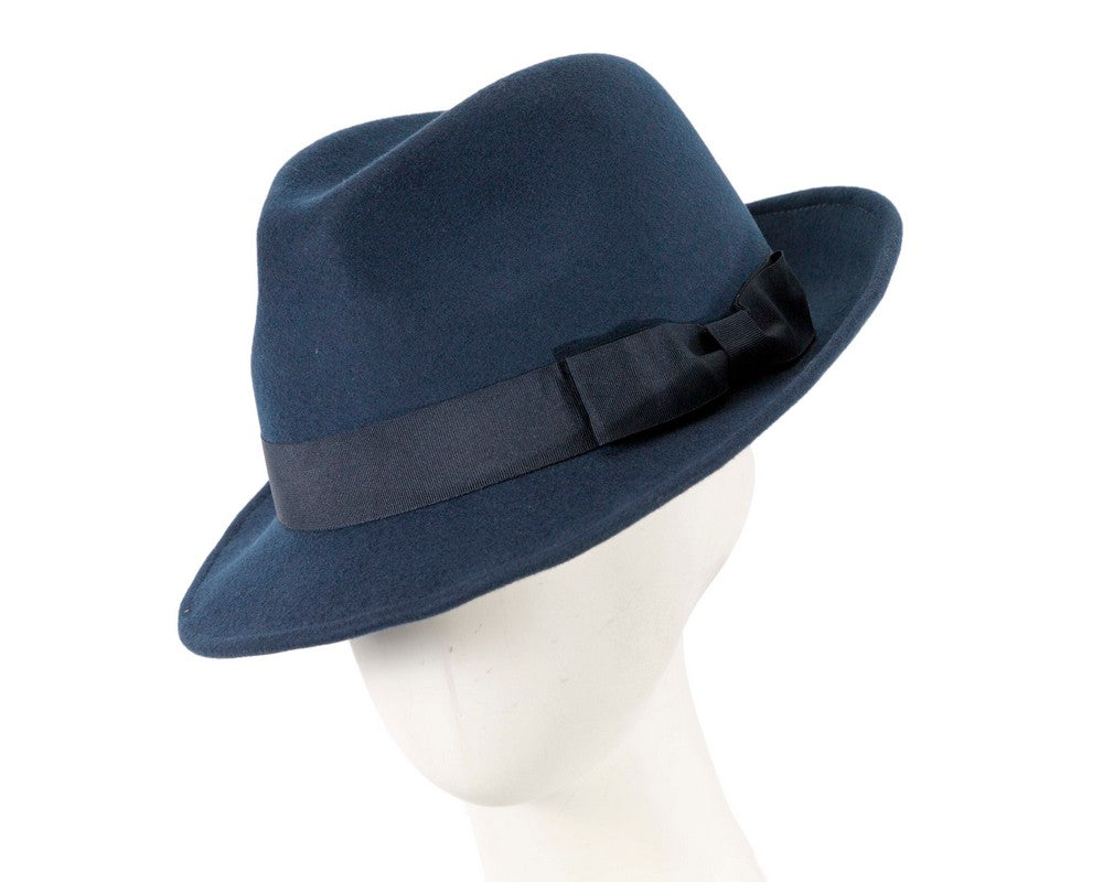 Navy Fedora Felt Blues Brothers Homburg Hat-0
