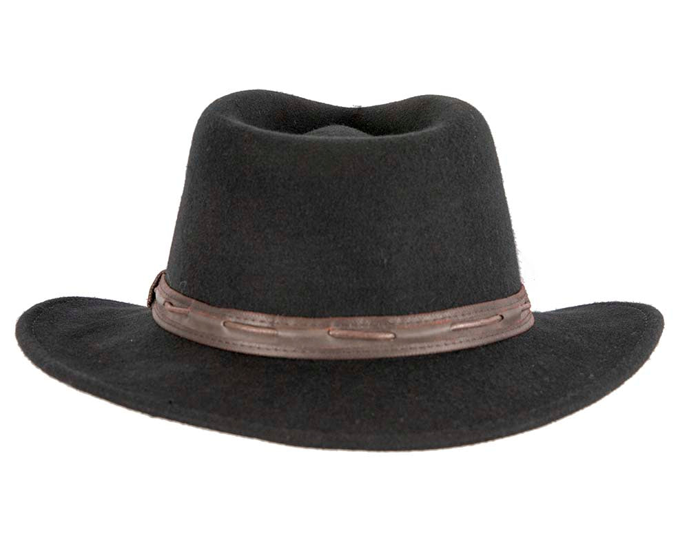 Unisex Black Fedora Felt Wide Brim Hat-5