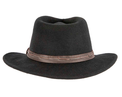 Unisex Black Fedora Felt Wide Brim Hat-5