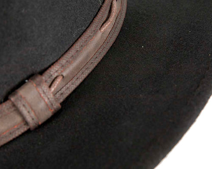 Unisex Black Fedora Felt Wide Brim Hat-4