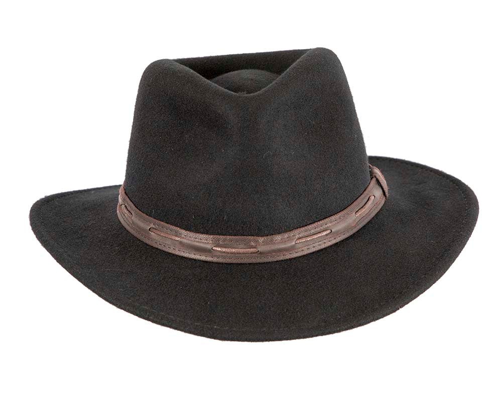 Unisex Black Fedora Felt Wide Brim Hat-3