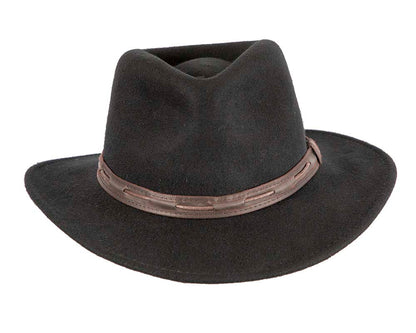 Unisex Black Fedora Felt Wide Brim Hat-3