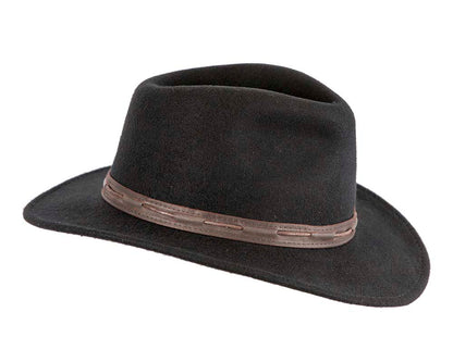 Unisex Black Fedora Felt Wide Brim Hat-2