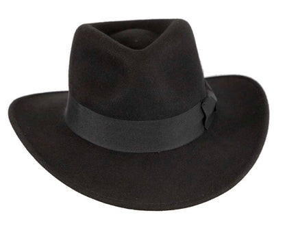Unisex Black Fedora Felt Wide Brim Hat