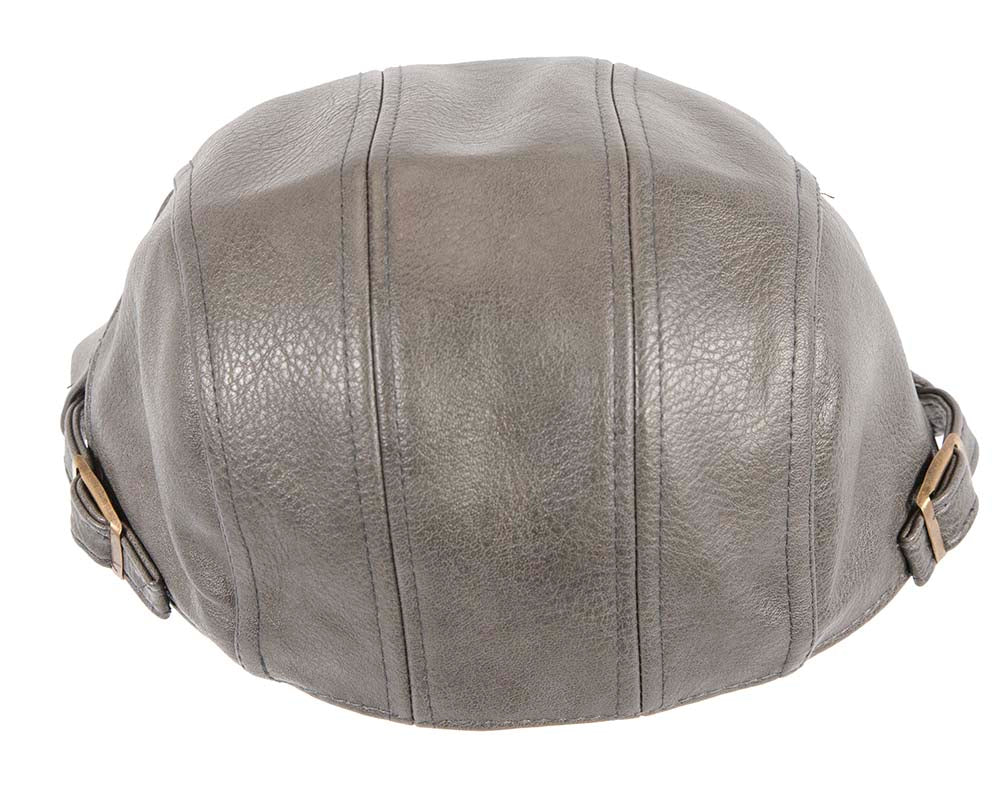 Dark grey leather flat cap by Max Alexander-4