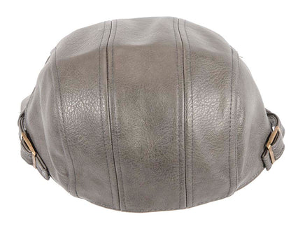 Dark grey leather flat cap by Max Alexander-4