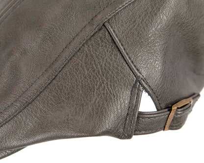 Dark grey leather flat cap by Max Alexander-3