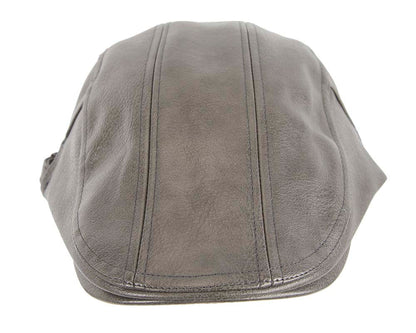 Dark grey leather flat cap by Max Alexander-2
