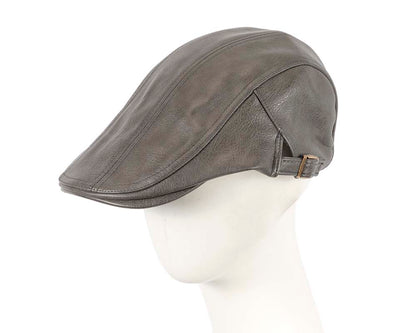 Dark grey leather flat cap by Max Alexander-0
