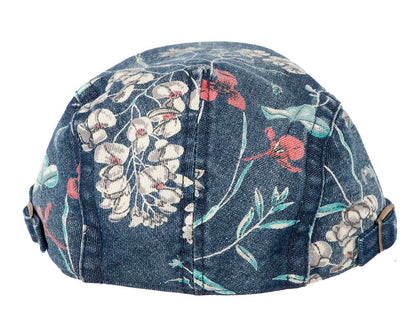 Classic denim flat cap with print by Max Alexander