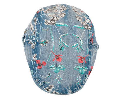 Classic denim flat cap with print by Max Alexander