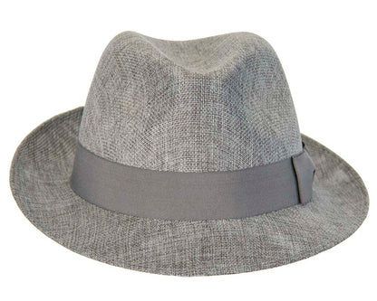 Grey mens summer fedora hat-3