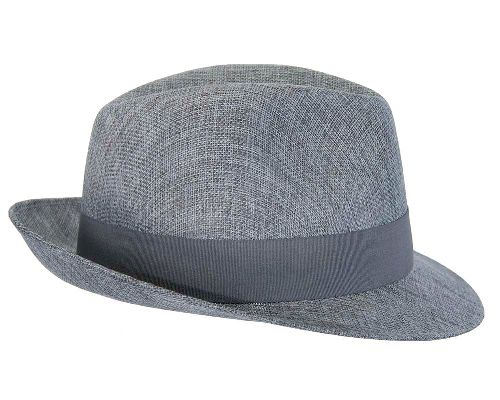 Grey mens summer fedora hat-2