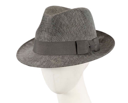 Grey mens summer fedora hat-0