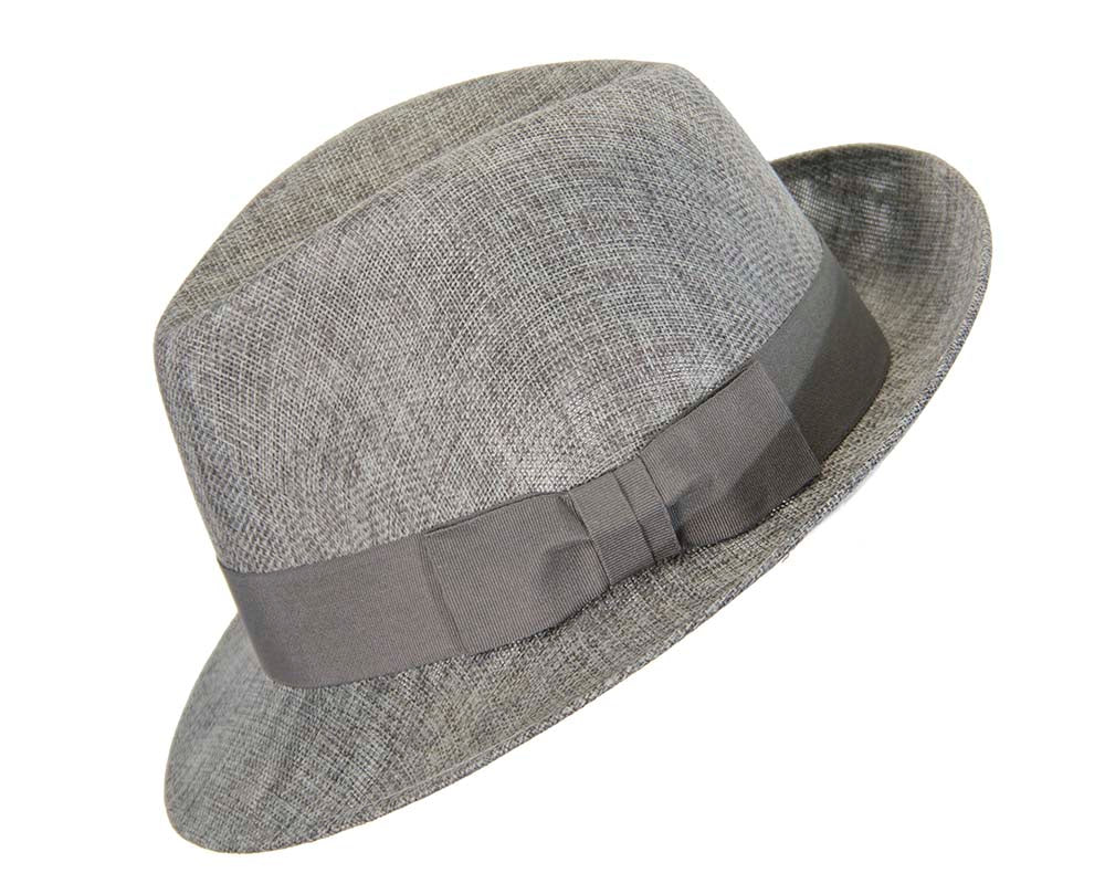 Grey mens summer fedora hat-1
