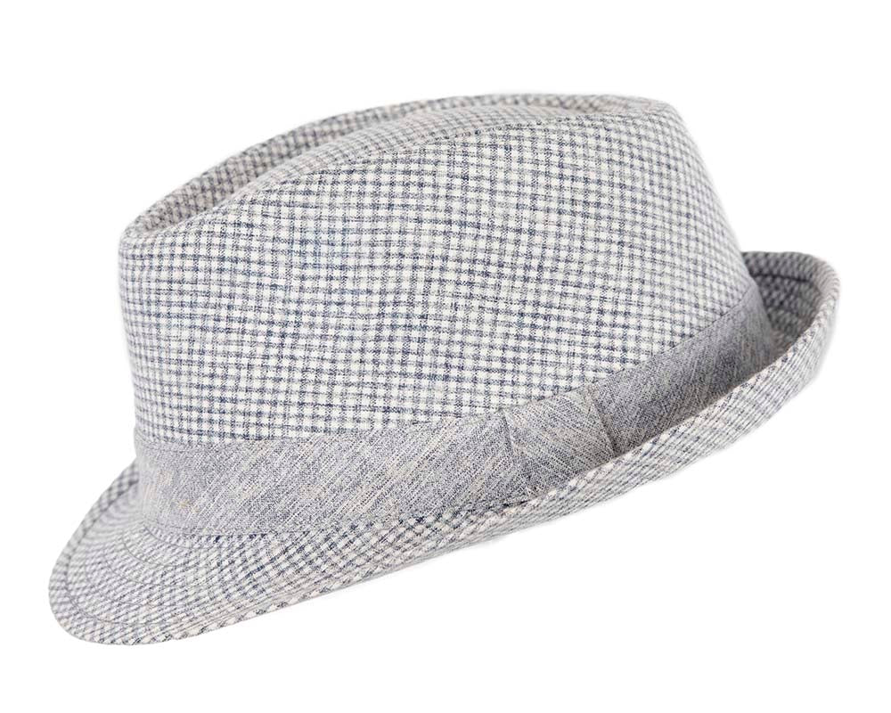 Blue Short Brim Fedora Hat-1