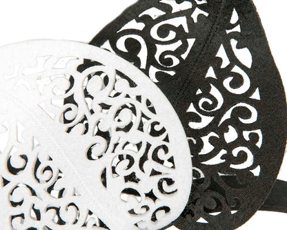 Modern black & white racing fascinator by Max Alexander