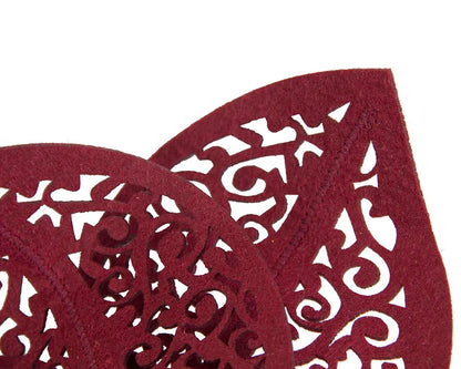 Modern burgundy wine racing fascinator by Max Alexander-2