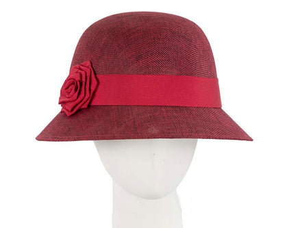 Burgundy red cloche hat-0